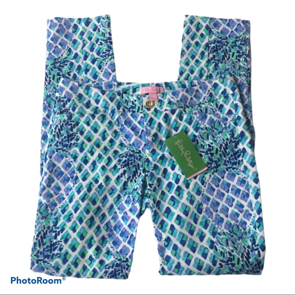 NWT Lilly Pulitzer Kelly Skinny Ankle Pants 00 Resort White Cotton Blend Stretch